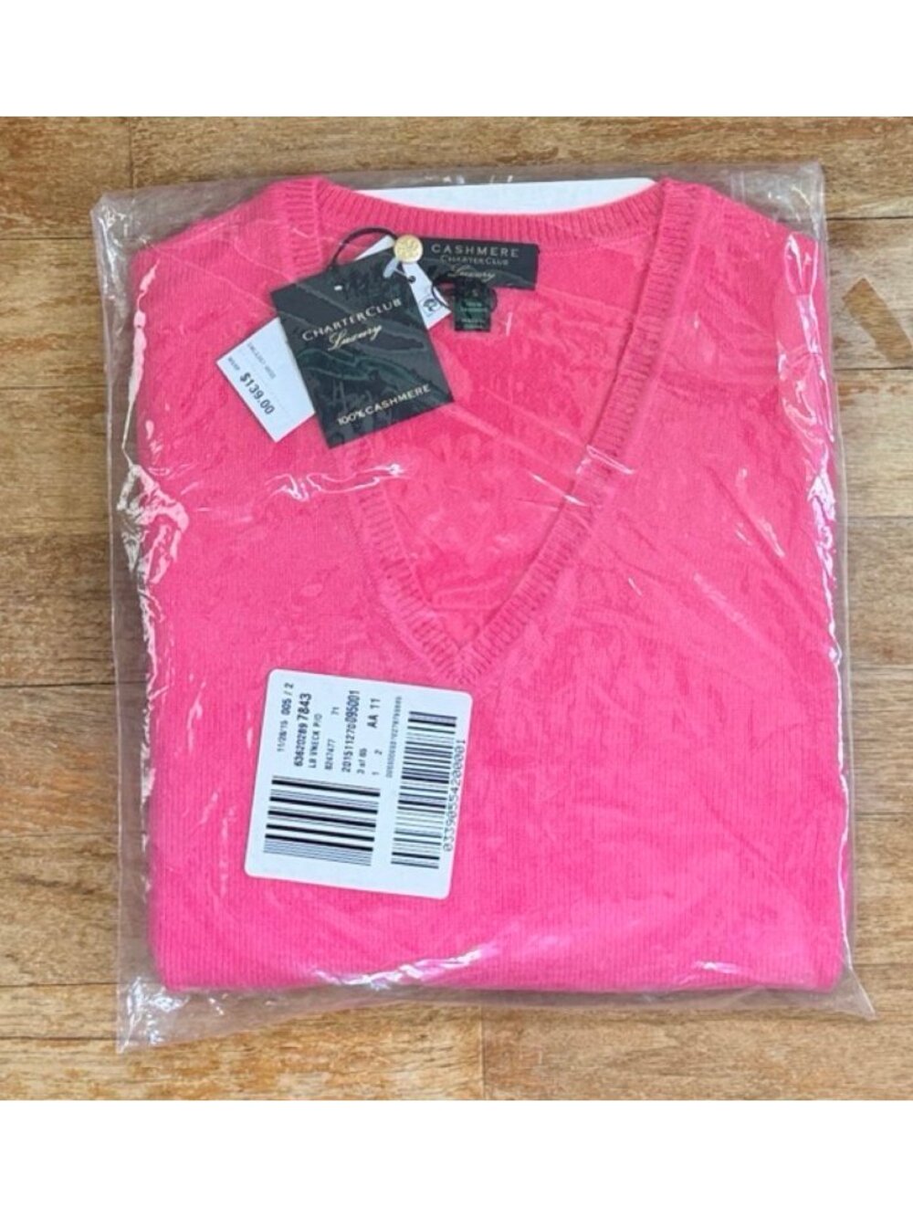Charter Club Sweater Size Small 100% Cashmere Pink Knit V-Neck